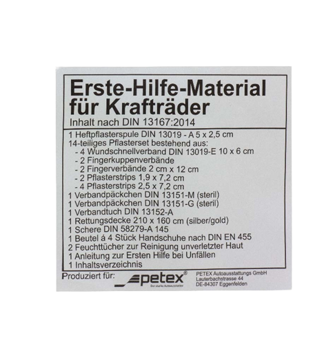 Erste Hilfe Motorrad Verbandtasche nach DIN 13167