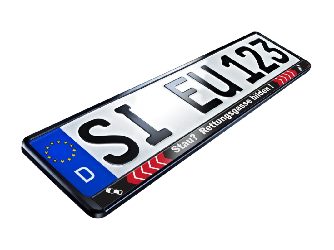 Kennzeichenhalter "Stau? Rettungsgasse bilden" 520x110 mm